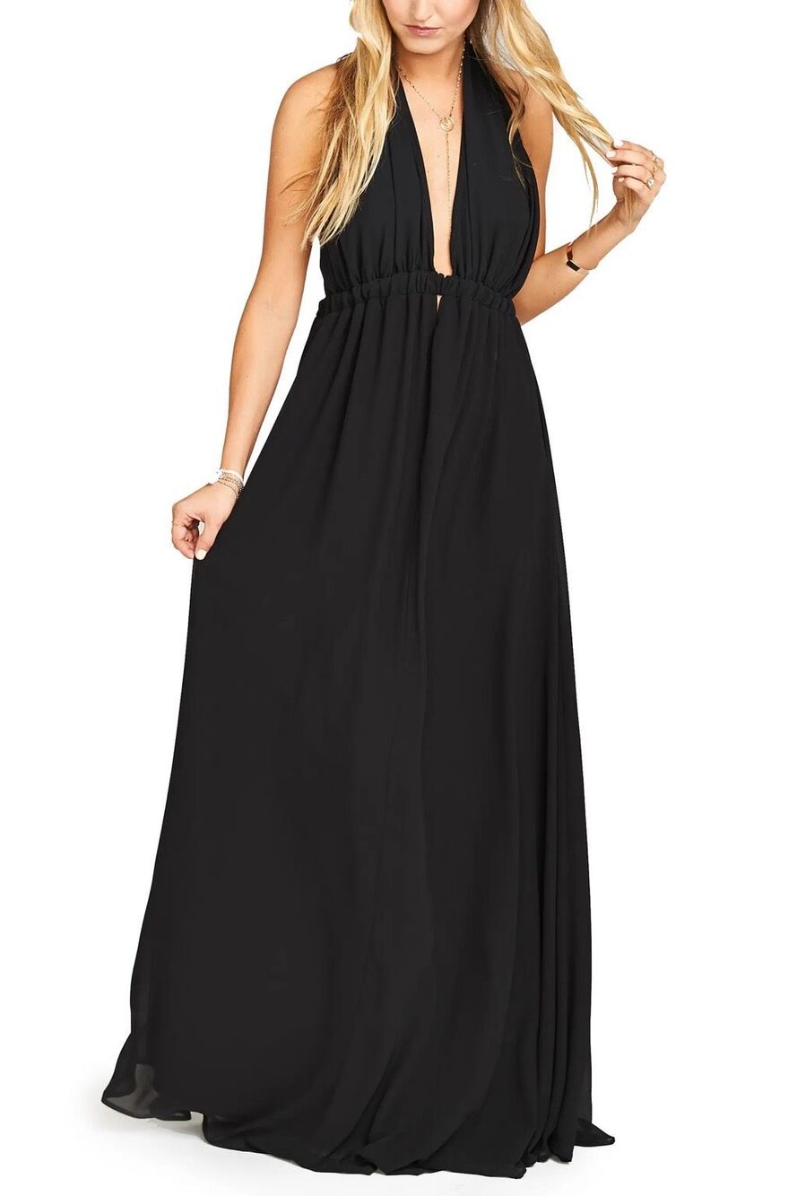 Show Me Your Mumu Luna Halter Maxi Dress in Black Small